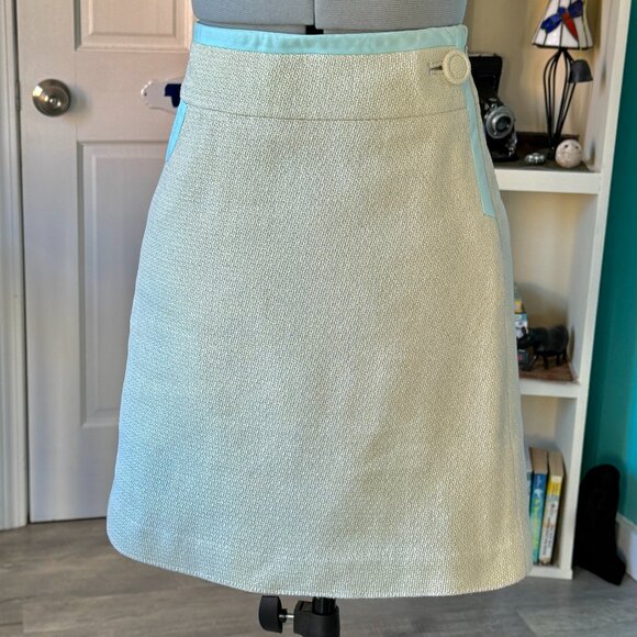 Anthropologie Sitwell Mod Inspired Mint Green Skirt with piping detail (size 4) - Picture 1 of 13